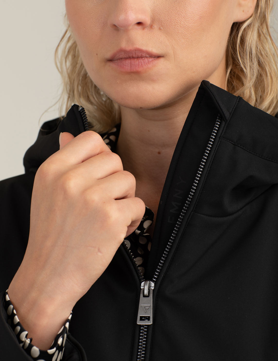 Soft shell jacket with faux fur lining woman black fw25w10ku cc-a0951 Soft shell jacket with faux fur lining