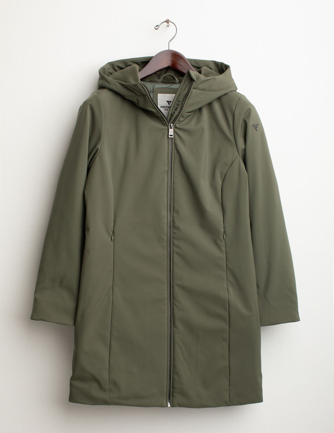 Long soft shell jacket with faux fur lining woman army fw25w11ku cc-a0804 Long soft shell jacket with faux fur lining