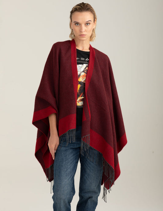 Fringed cape woman red fw25w20ku cc-a0301