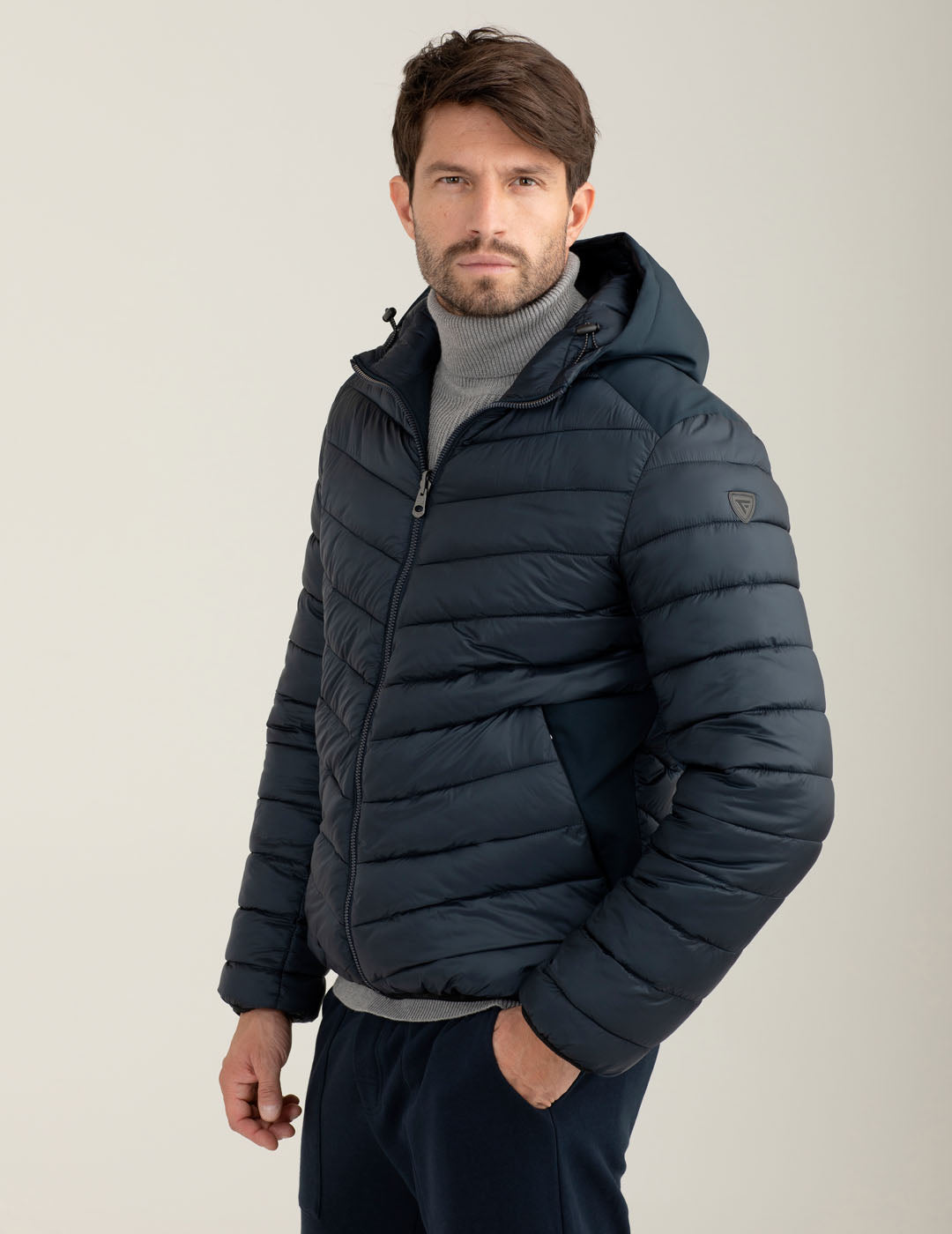 Reversible padded hybrid jacket man blue fm25w05ku cc-a0601 Reversible padded hybrid jacket