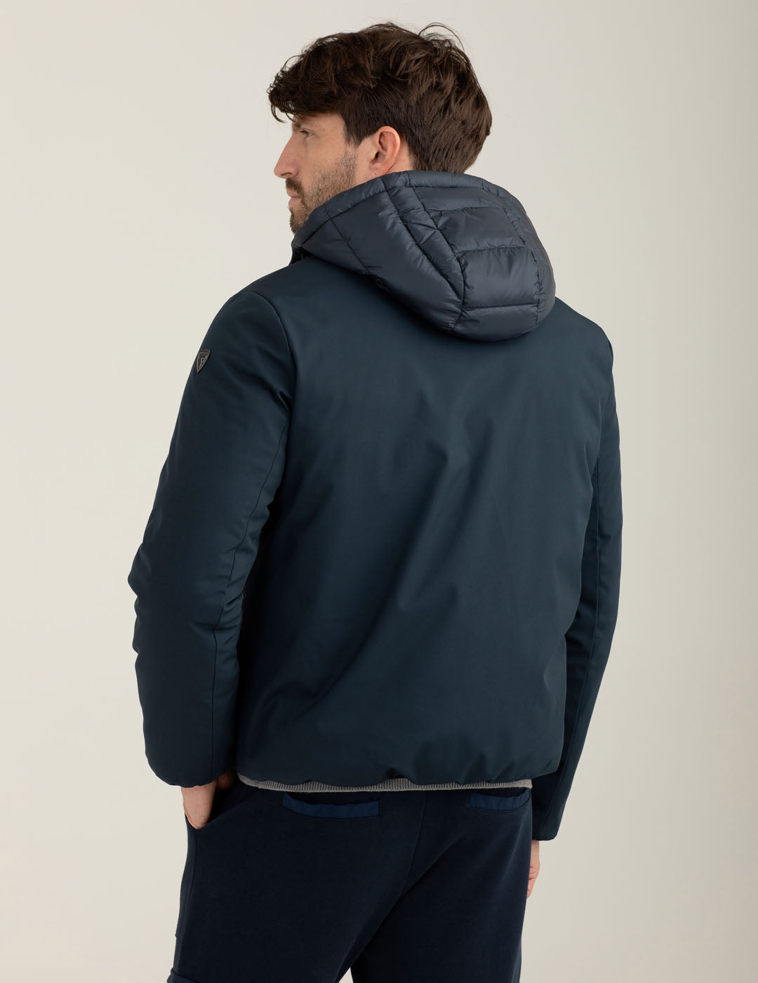 Reversible padded hybrid jacket man blue fm25w05ku cc-a0601 Reversible padded hybrid jacket