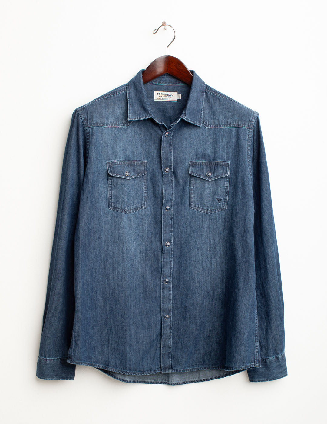 Camicia denim western effetto used uomo blue fm25w12cd cc-a0601 Camicia denim western effetto used