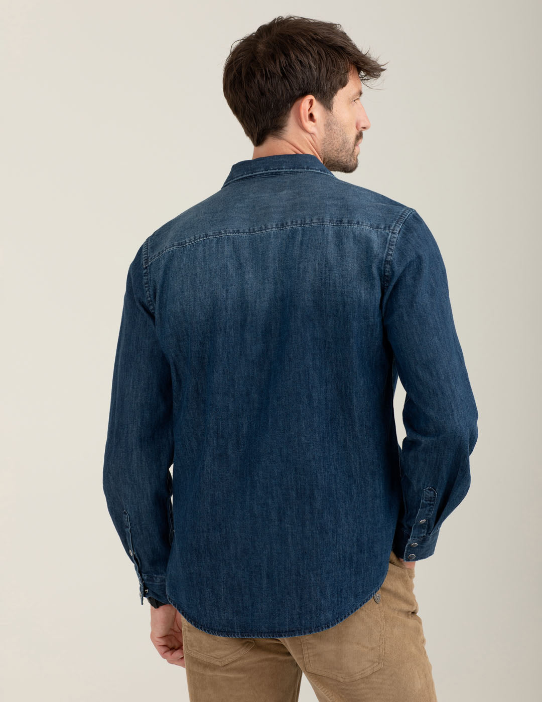 Camicia denim western effetto used uomo blue fm25w12cd cc-a0601 Camicia denim western effetto used