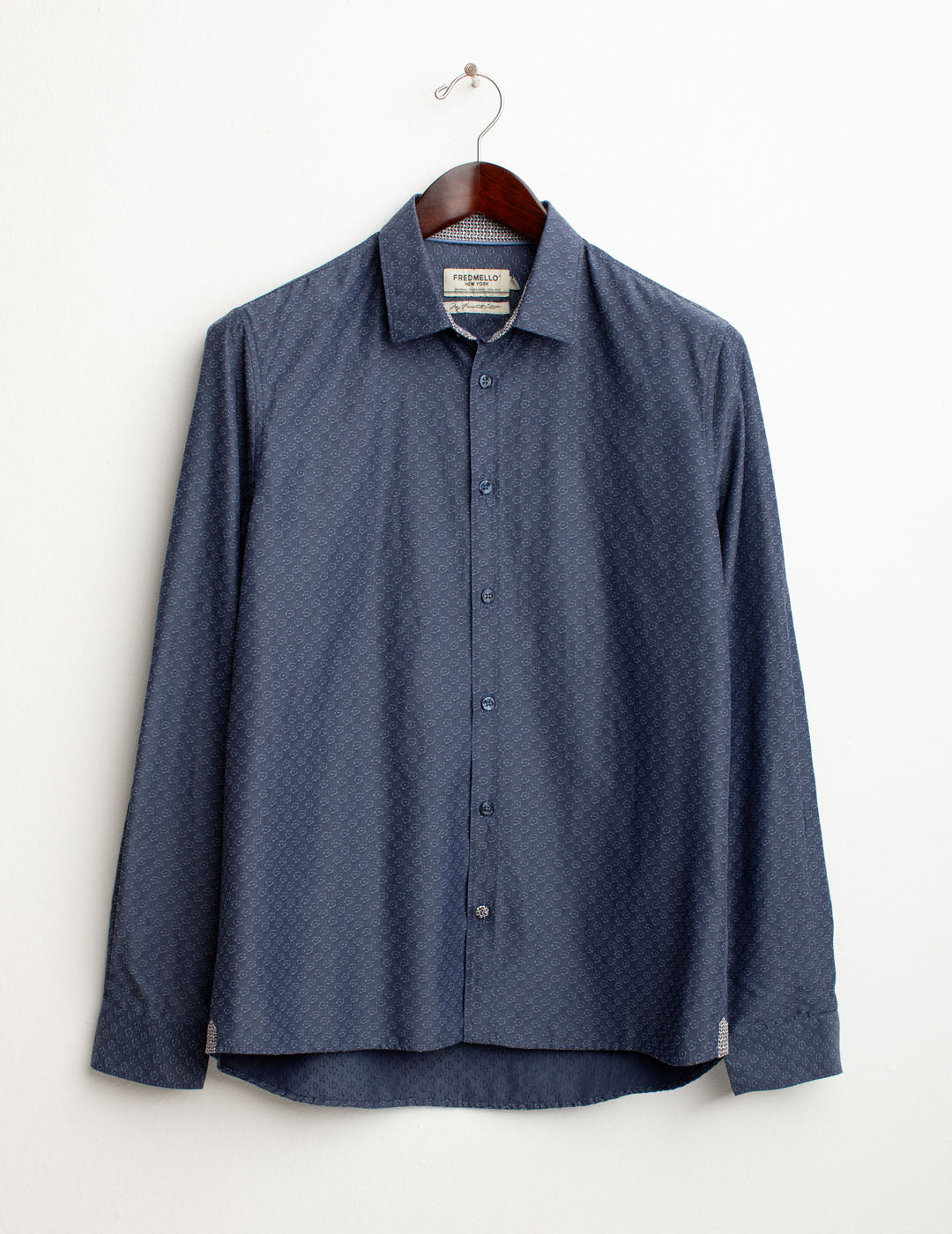 Camicia fantasia in jacquard uomo blue fm25w05ct cc-a0601 Camicia fantasia in jacquard