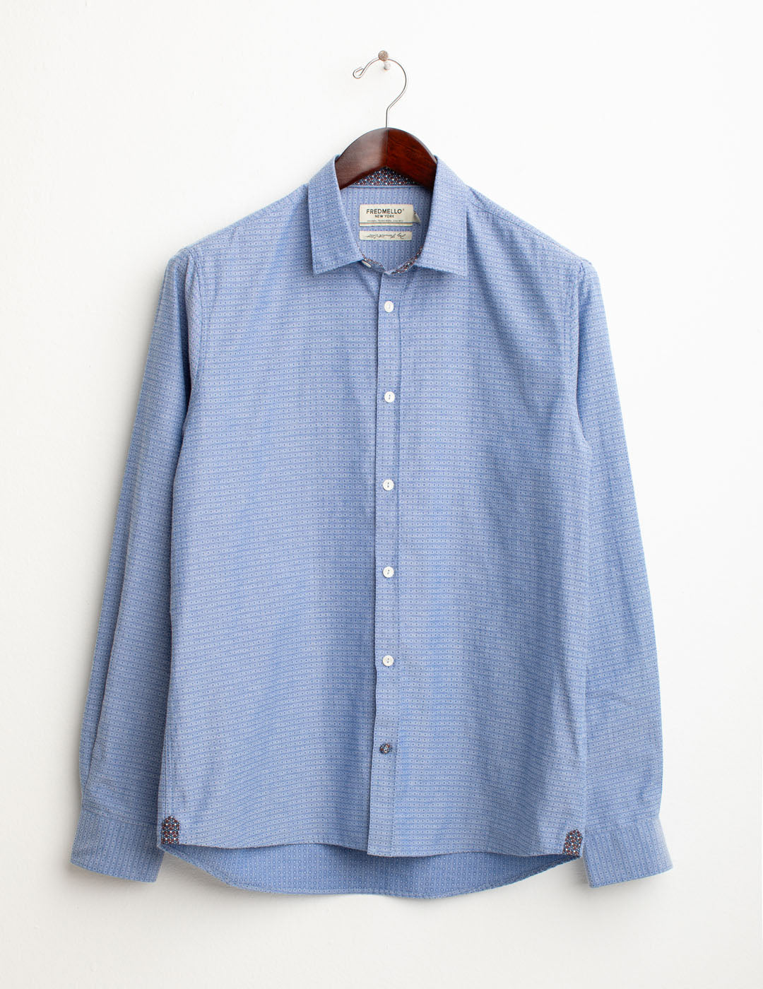 Camicia fantasia in jacquard uomo middle blue fm25w05ct cc-a1101 Camicia fantasia in jacquard