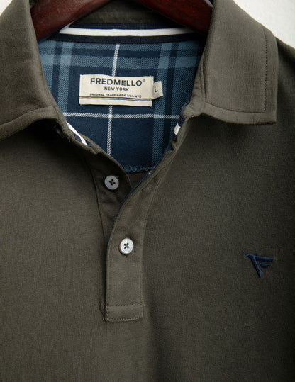 Long-sleeved polo with check details