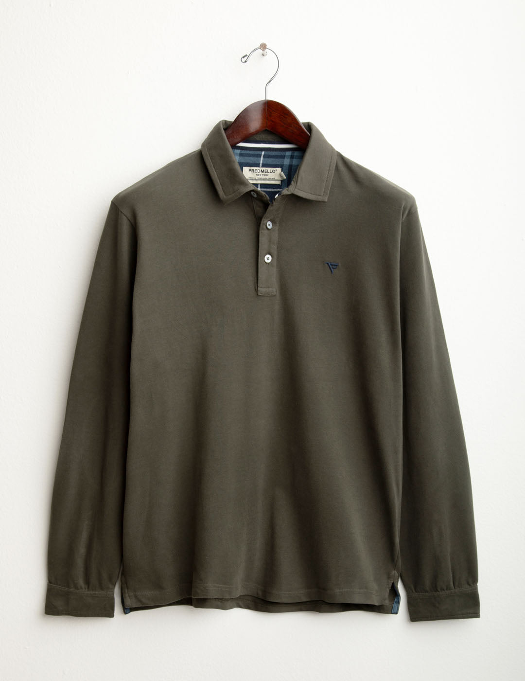 Long-sleeved polo with check details man army fm25w02qu cc-a0804 Long-sleeved polo with check details