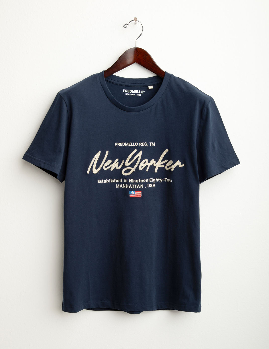 T-shirt con ricamo New York uomo blue fm25w06tg cc-a0601 T-shirt con ricamo New York