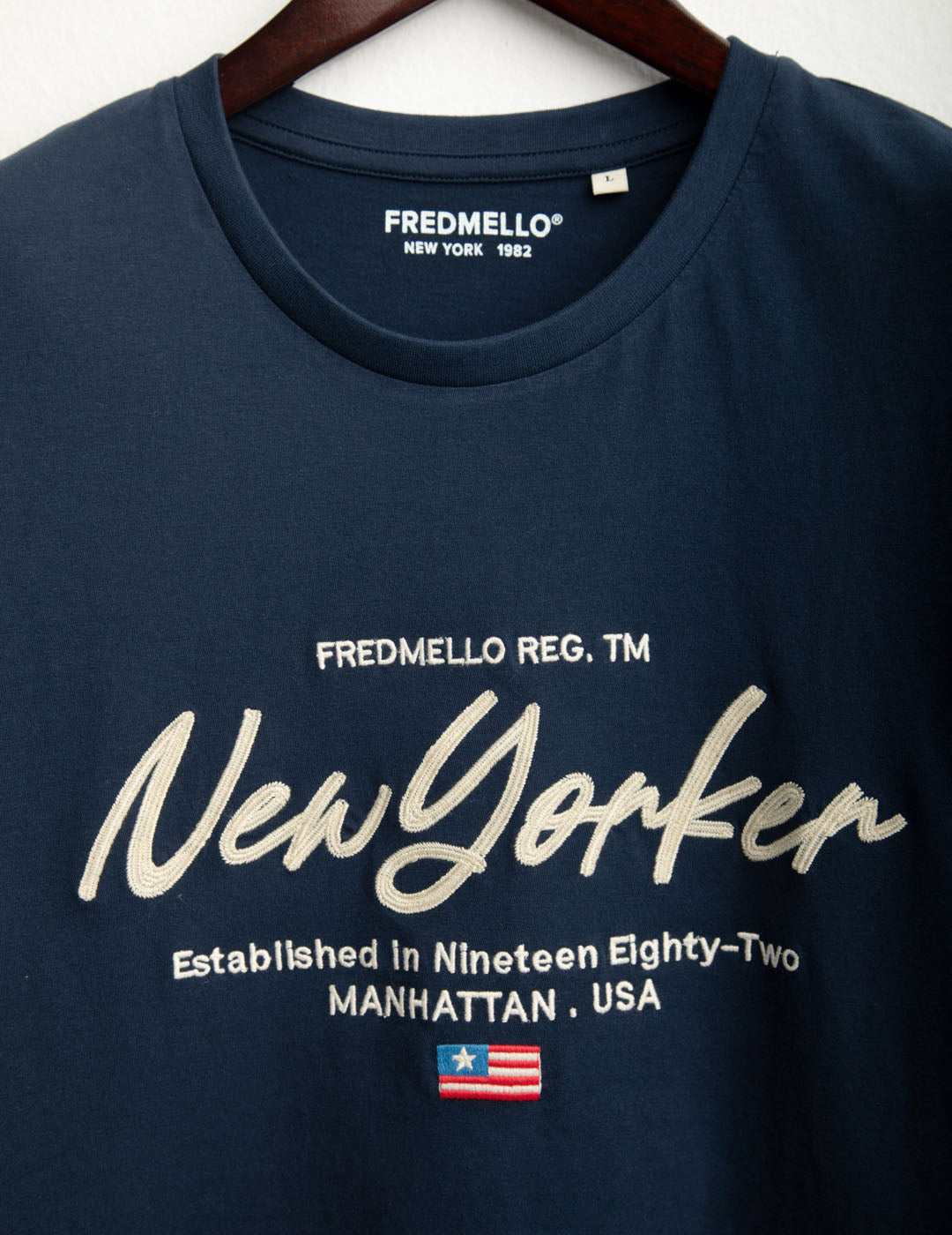 T-shirt con ricamo New York uomo blue fm25w06tg cc-a0601 T-shirt con ricamo New York