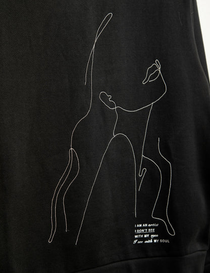 Felpa girocollo con micro-catenella