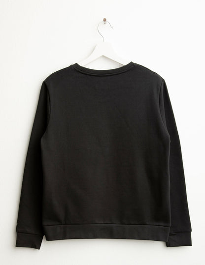 Felpa girocollo con micro-catenella