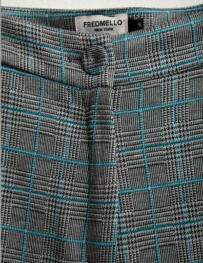 Yarn-dyed flared trousers