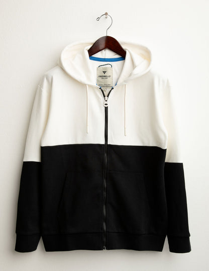 Color block hooded zip sweatshirt
