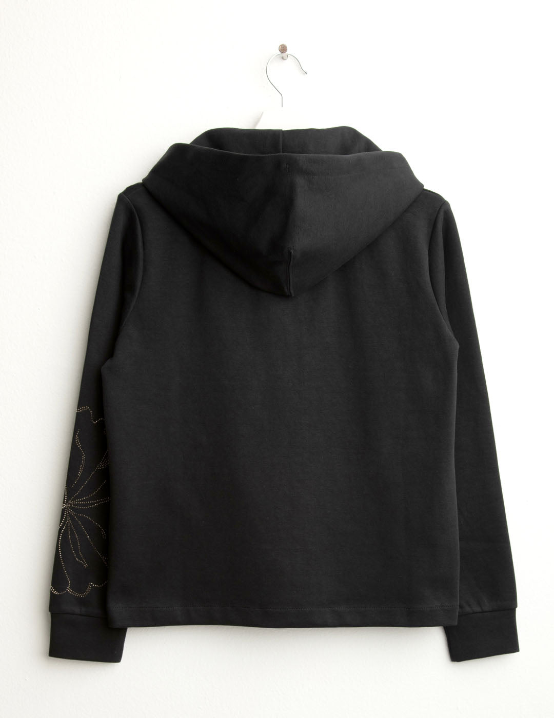 Felpa full zip con cappuccio e strass donna black fw25w01fz cc-a0951 Felpa full zip con cappuccio e strass