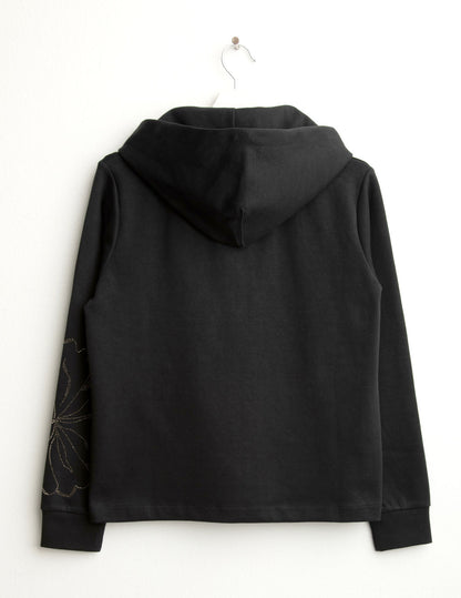 Felpa full zip con cappuccio e strass