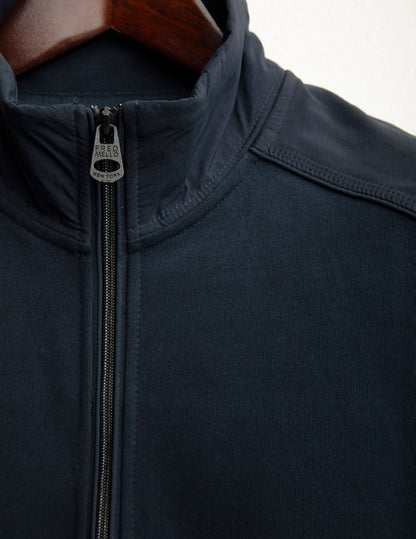 Full-zip stand collar sweatshirt
