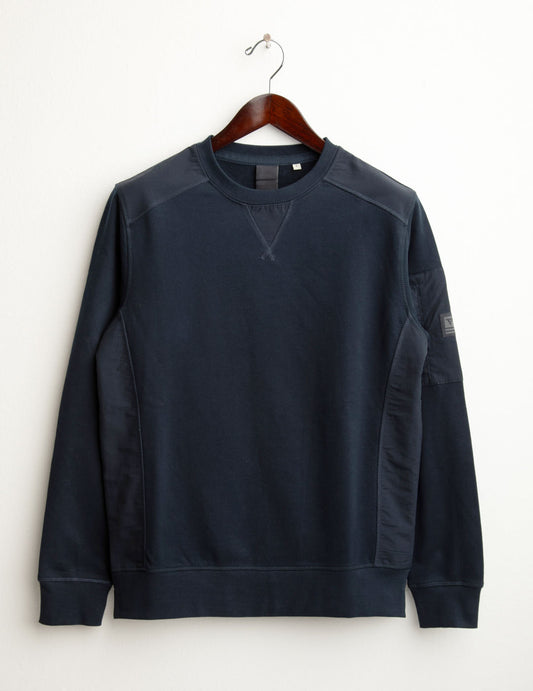 Felpa girocollo con dettagli utility uomo blue fm25w14fg cc-a0601