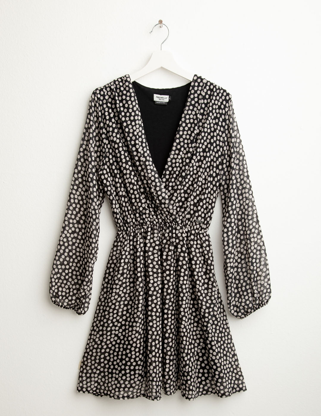 Printed georgette dress woman white black fw25w02as cc-a0009 Printed georgette dress