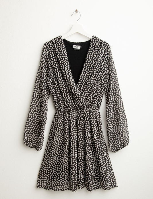 Abito in georgette stampata donna white black fw25w02as cc-a0009