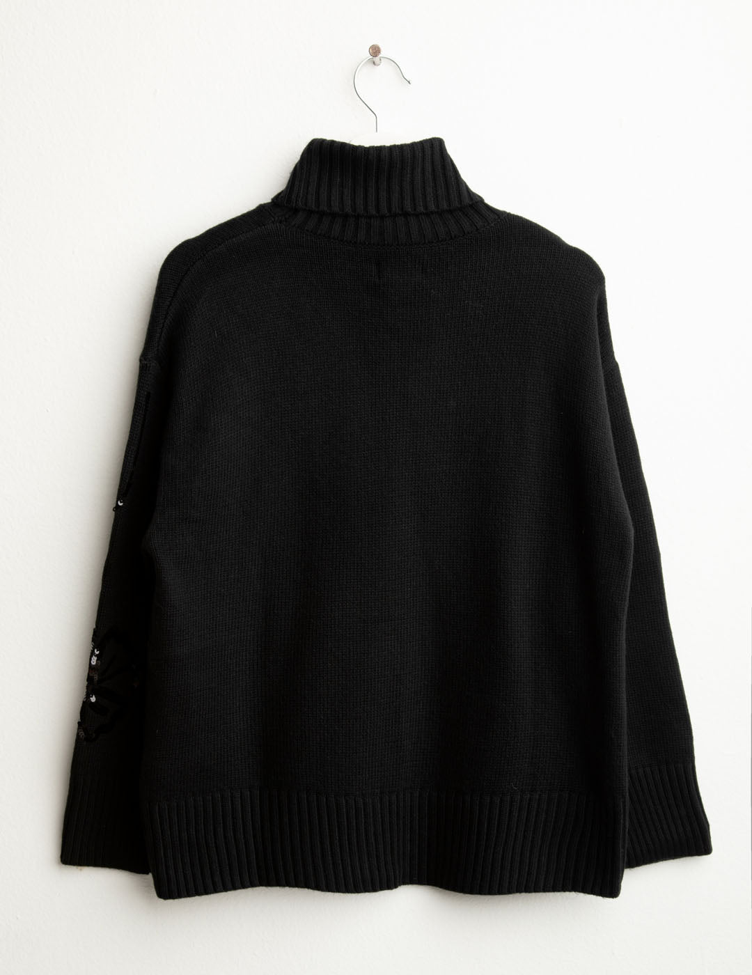 Maglia dolcevita con ricami floreali donna black fw25w12md cc-a0951 Maglia dolcevita con ricami floreali