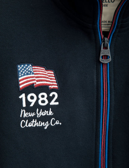 Felpa full zip con dettagli American Flag