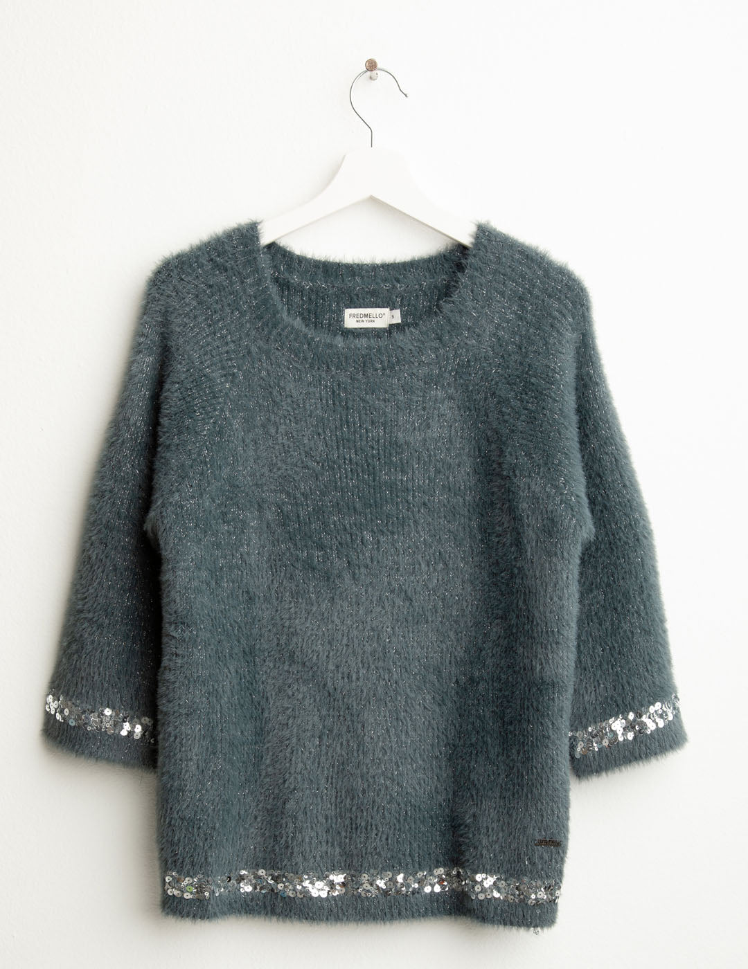 Maglia effetto pelliccia con paillettes donna dark gray fw25w21mg cc-a0903 Maglia effetto pelliccia con paillettes