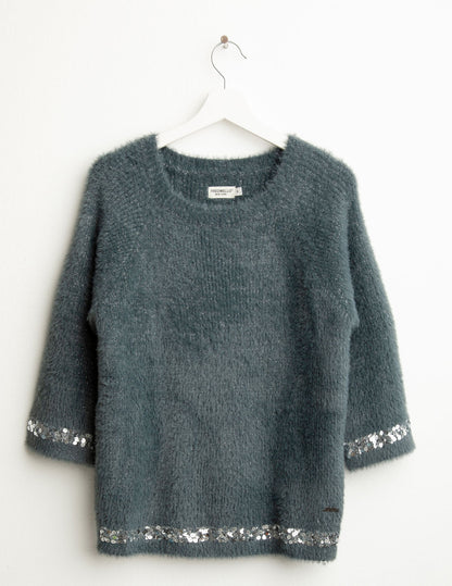 Maglia effetto pelliccia con paillettes