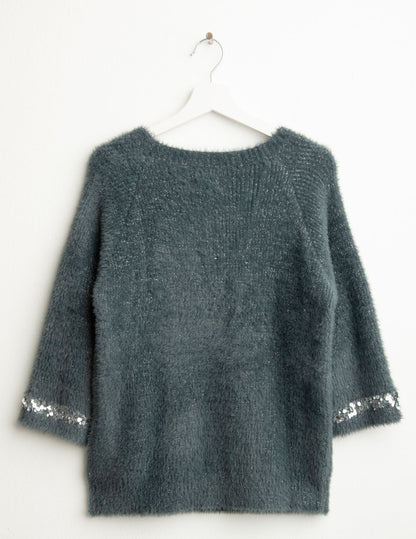 Maglia effetto pelliccia con paillettes