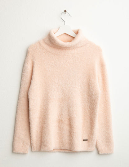 Maglia dolcevita effetto pelliccia