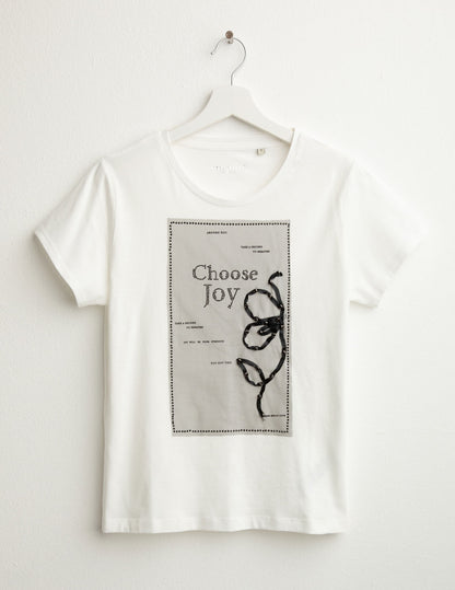 Tulle patch and rhinestone T-shirt