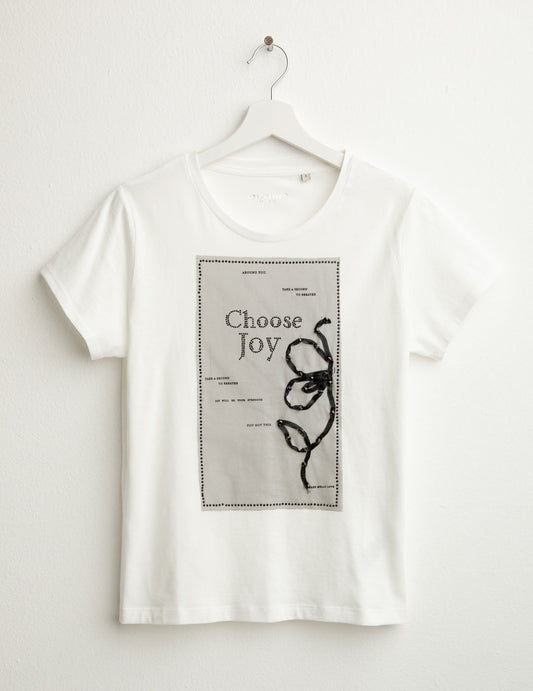 Tulle patch and rhinestone T-shirt woman off white fw25w02tg cc-a0002