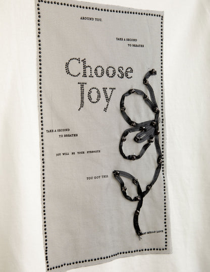 Tulle patch and rhinestone T-shirt