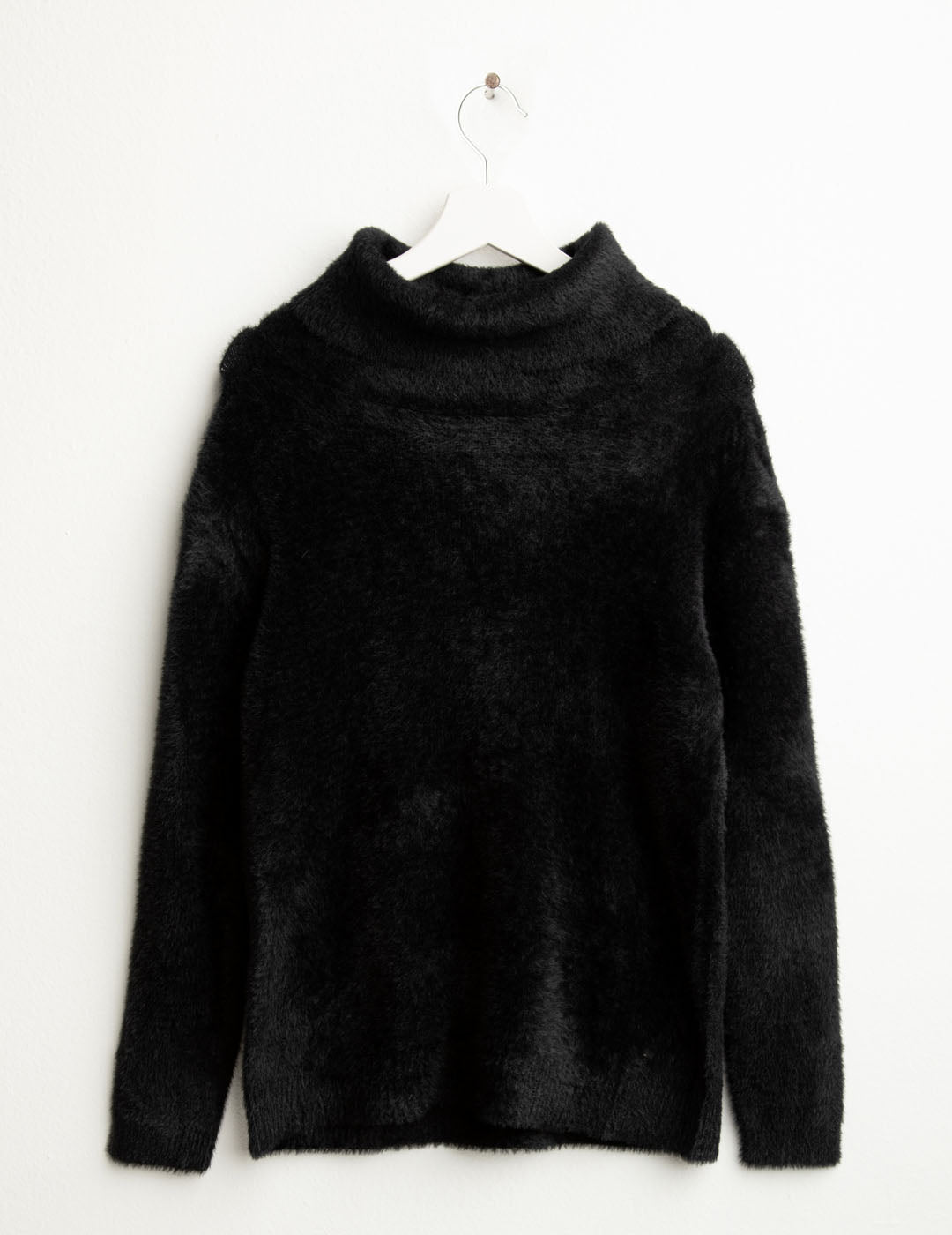 Maglia dolcevita effetto pelliccia donna black fw25w23md cc-a0951 Maglia dolcevita effetto pelliccia