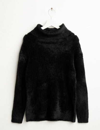 Maglia dolcevita effetto pelliccia