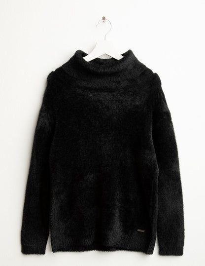 Maglia dolcevita effetto pelliccia