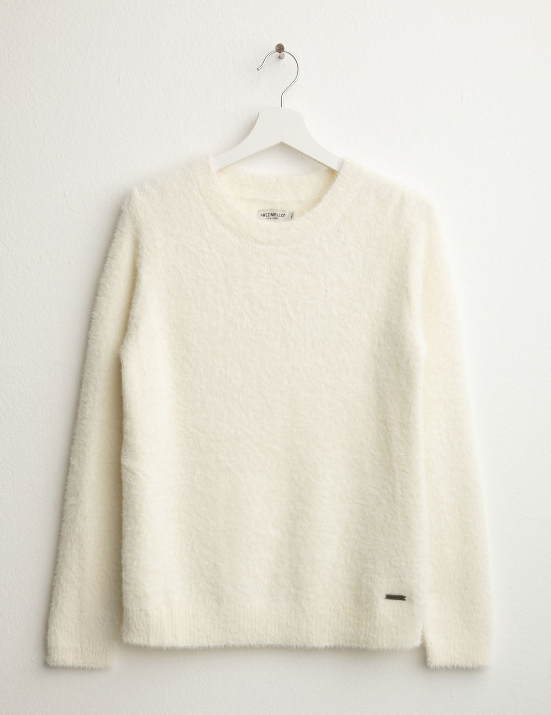 Maglia girocollo effetto pelliccia donna off white fw25w24mg cc-a0002 Maglia girocollo effetto pelliccia