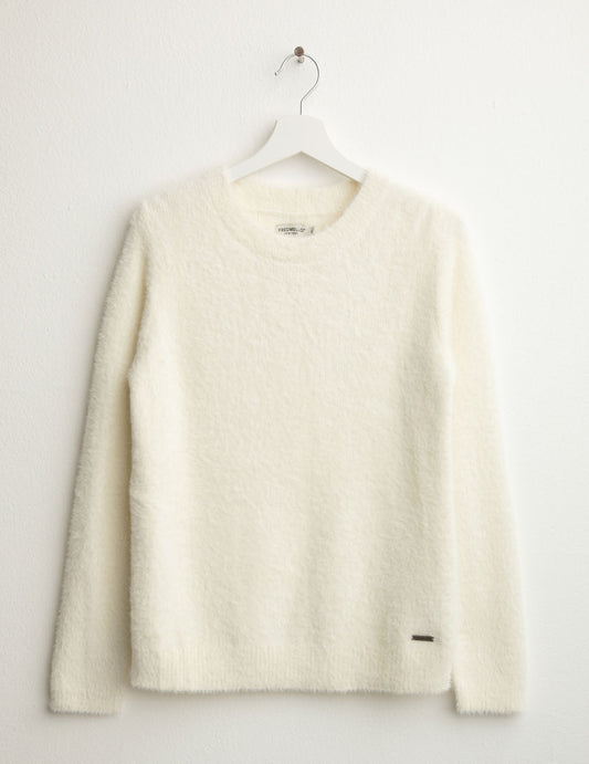 Maglia girocollo effetto pelliccia donna off white fw25w24mg cc-a0002