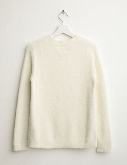 Maglia girocollo effetto pelliccia