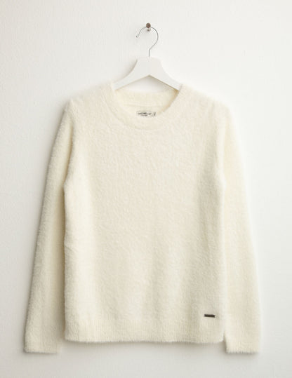 Maglia girocollo effetto pelliccia