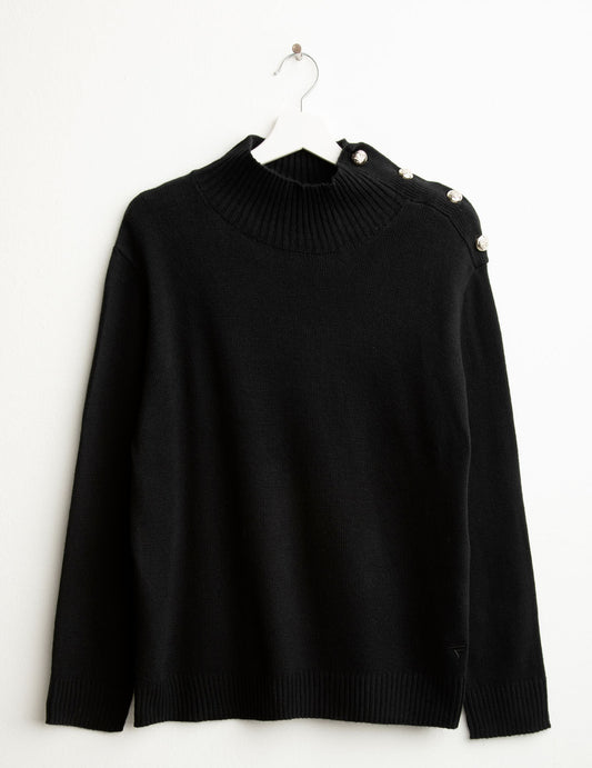 Maglia dolcevita con bottoni araldici donna black fw25w06md cc-a0951