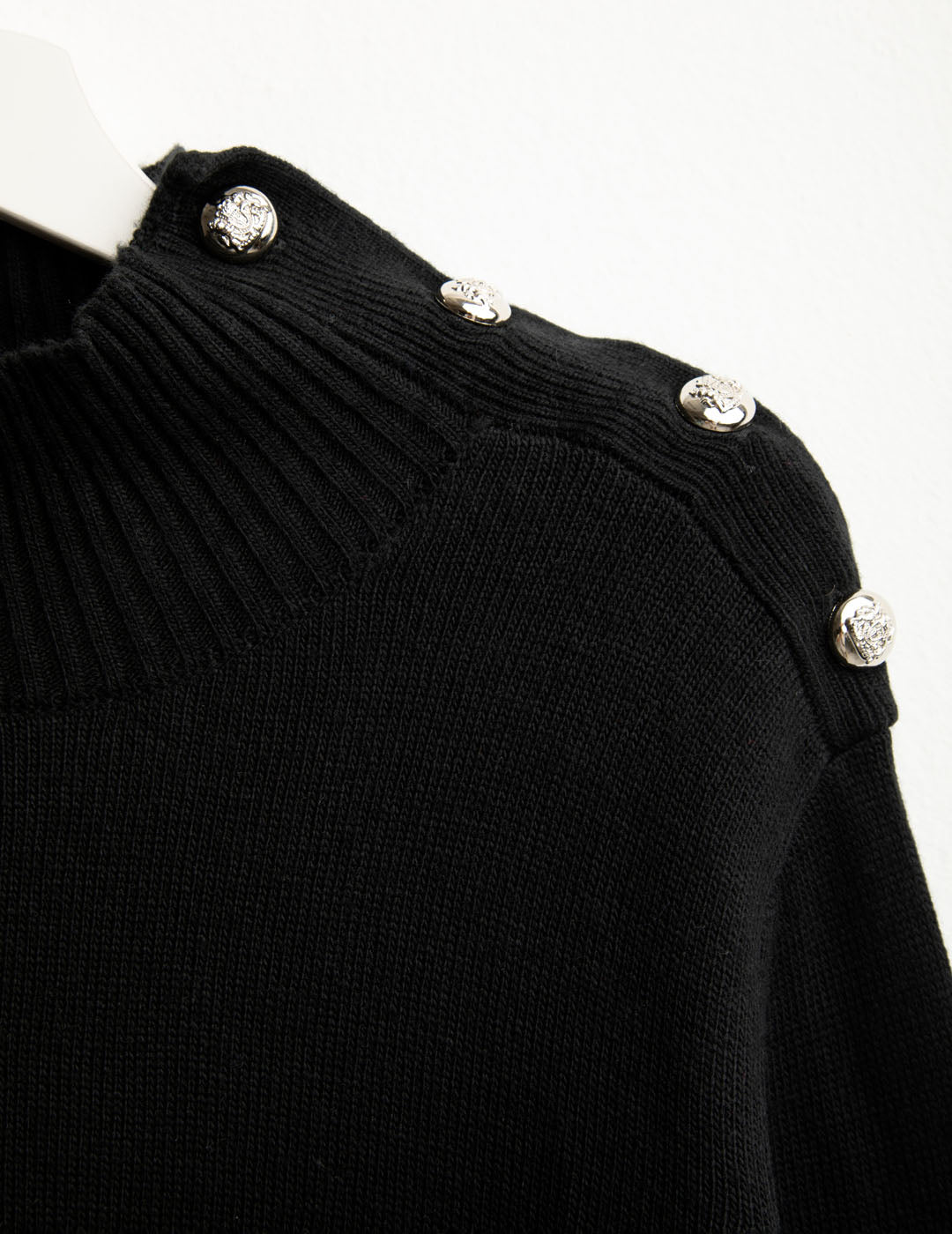 Maglia dolcevita con bottoni araldici donna black fw25w06md cc-a0951 Maglia dolcevita con bottoni araldici