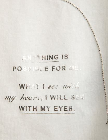 T-shirt con micro-catenella e stampa lamina