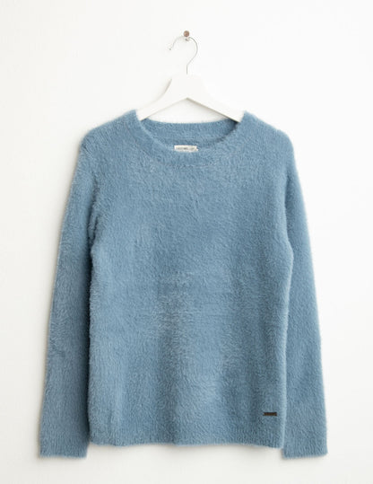 Maglia girocollo effetto pelliccia