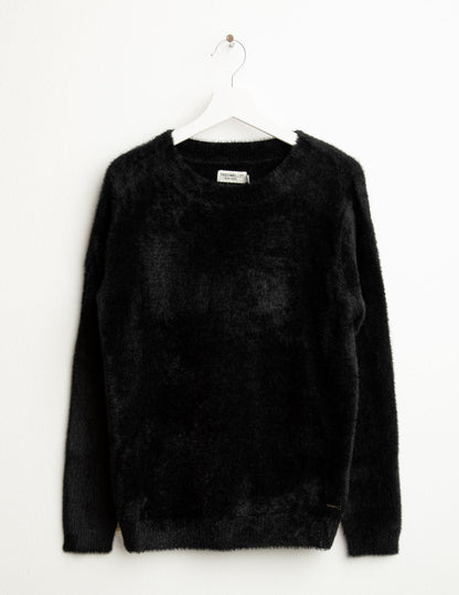 Maglia girocollo effetto pelliccia