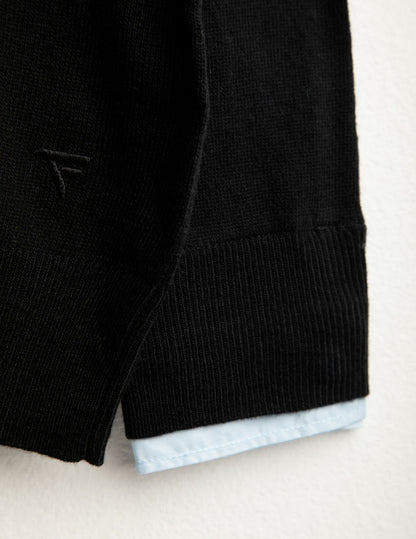 Maglia con colletto in tessuto camicia