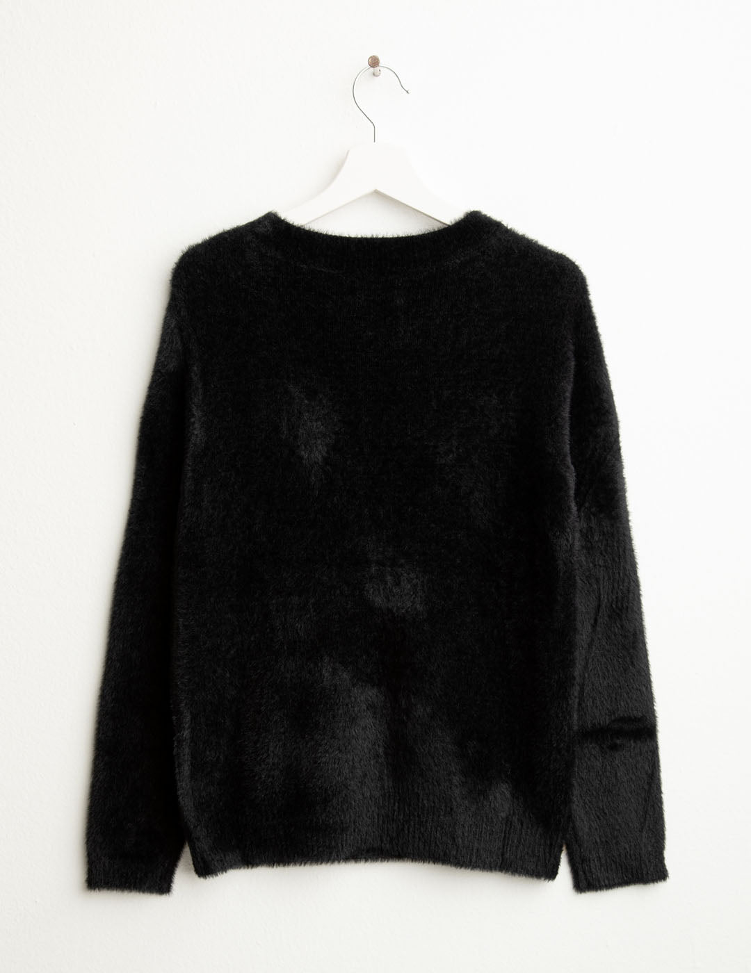 Maglia girocollo effetto pelliccia donna black fw25w24mg cc-a0951 Maglia girocollo effetto pelliccia