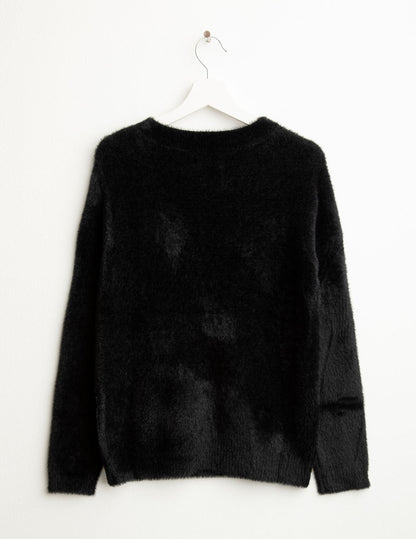 Maglia girocollo effetto pelliccia