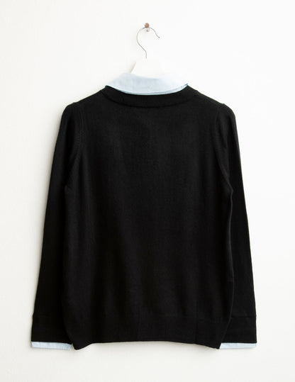 Maglia con colletto in tessuto camicia