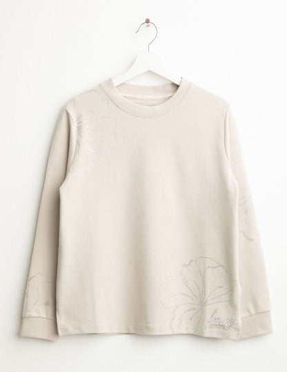 Crew-neck sweatshirt with rhinestone details
