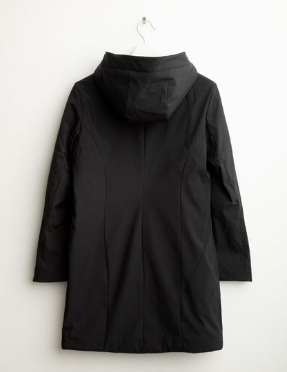 Giubbino lungo in soft shell con interno in pelliccia sintetica